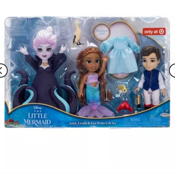 Disney’s The Little Mermaid Ariel, Ursula & Eric 6" Petite Doll Gift Set - Picture 3 of 12